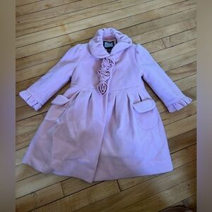 Rothschild pink floral wool girls peacoat